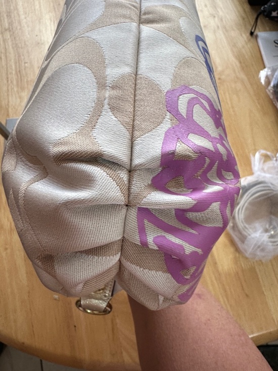 Coach Poppy 2012 Beige Signature Floral Satchel with Metallic Gold Accents - Picture 7 of 9